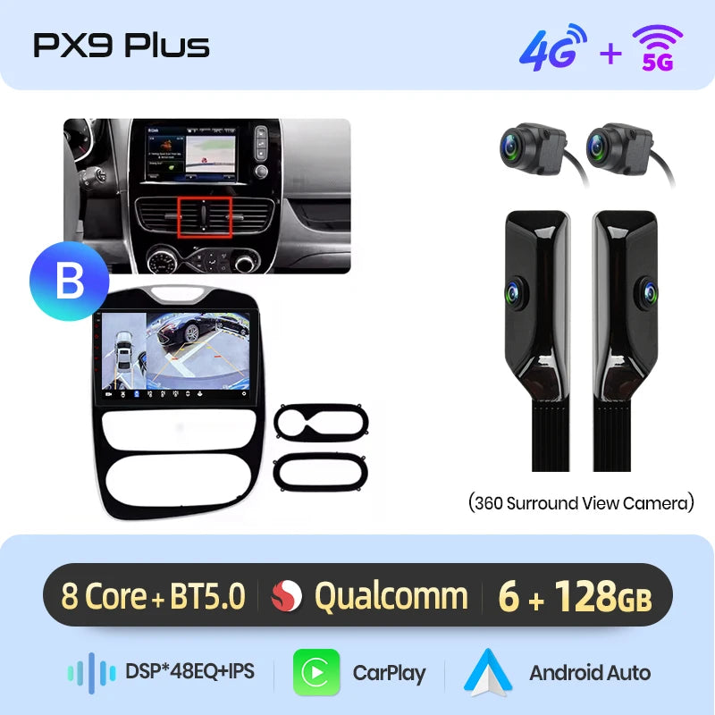 AWESAFE CarPlay اللاسلكي لنظام Apple Android 13 راديو السيارة لسيارة Renault Clio 4 2012 2013 2014-2016 شاشة الوسائط المتعددة ستيريو نظام تحديد المواقع العالمي (GPS)