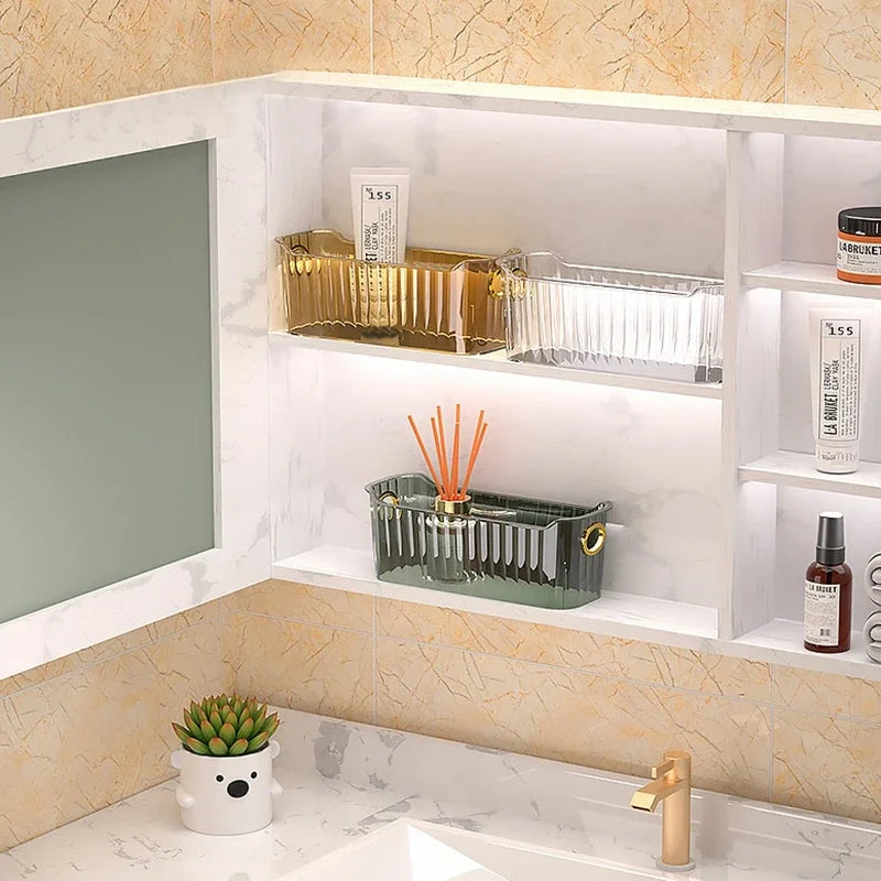 Cosmetics Box Desktop Storage Drawer Stackable Storage Box with Handle Makeup Organizers Basket Poatable Sundries Acrylic Rack