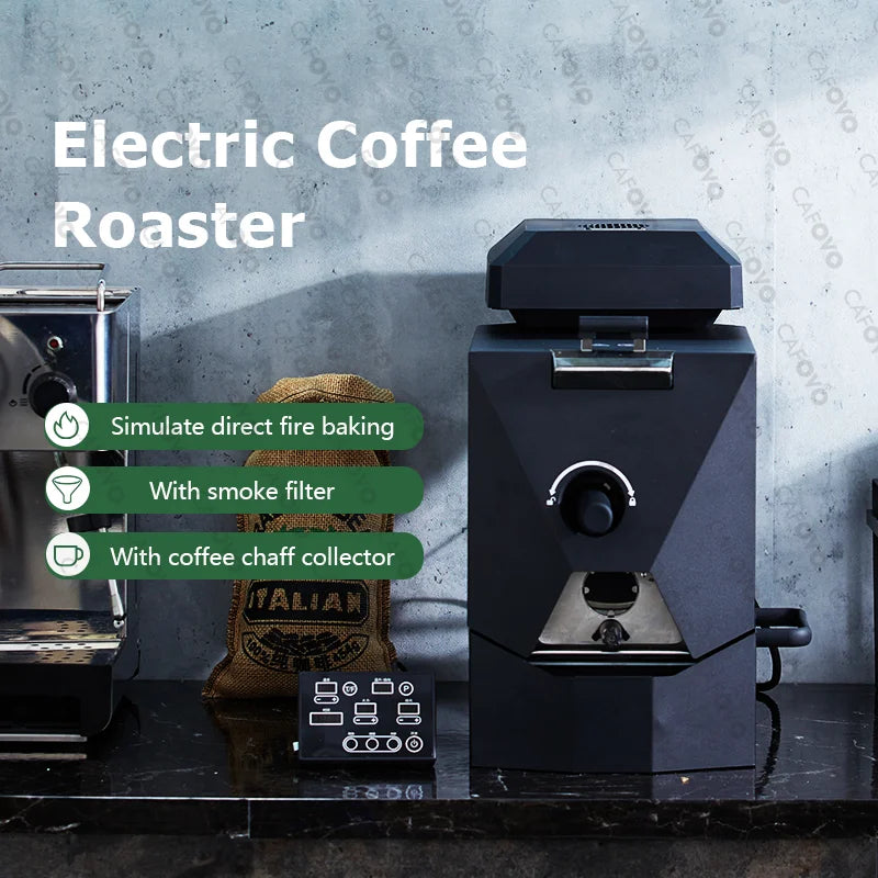 CAFOVO RE-1 Electric Coffee Bean Roaster Commercial Roaster Automatic Roasting Machine with 3 Baking Curve Grain Dryer 110-220V