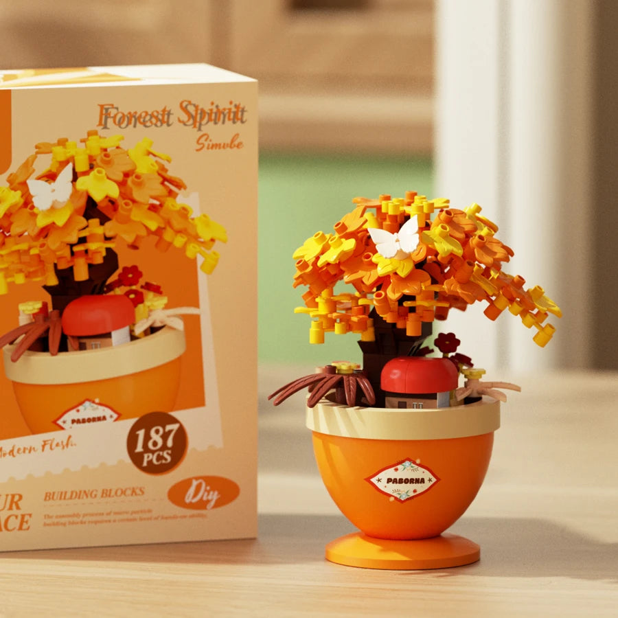 Colorful Forest Spirit Micro Building Blocks Plastic Potted Plants Educational Kids Toys New Year Decor Thanksgiving Day Gifts