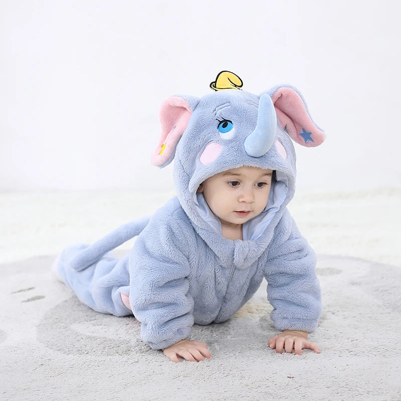 Miniso Lovely Elephant Newborn Baby Rompers Toddler Boy Girls Cosplay Animal Cute Warm Cosplay Costume Outfit