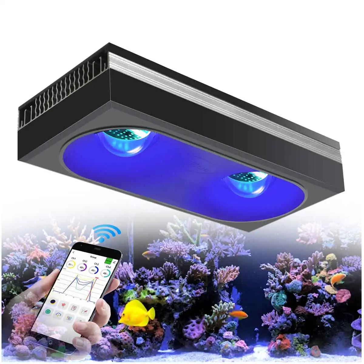 PopBloom RL180 WiFi Led Aquarium Reef Light 180W, Professional Full Spectrum Aquarium Lamp for Reef Coral SPS/LPS Aquarium Tank