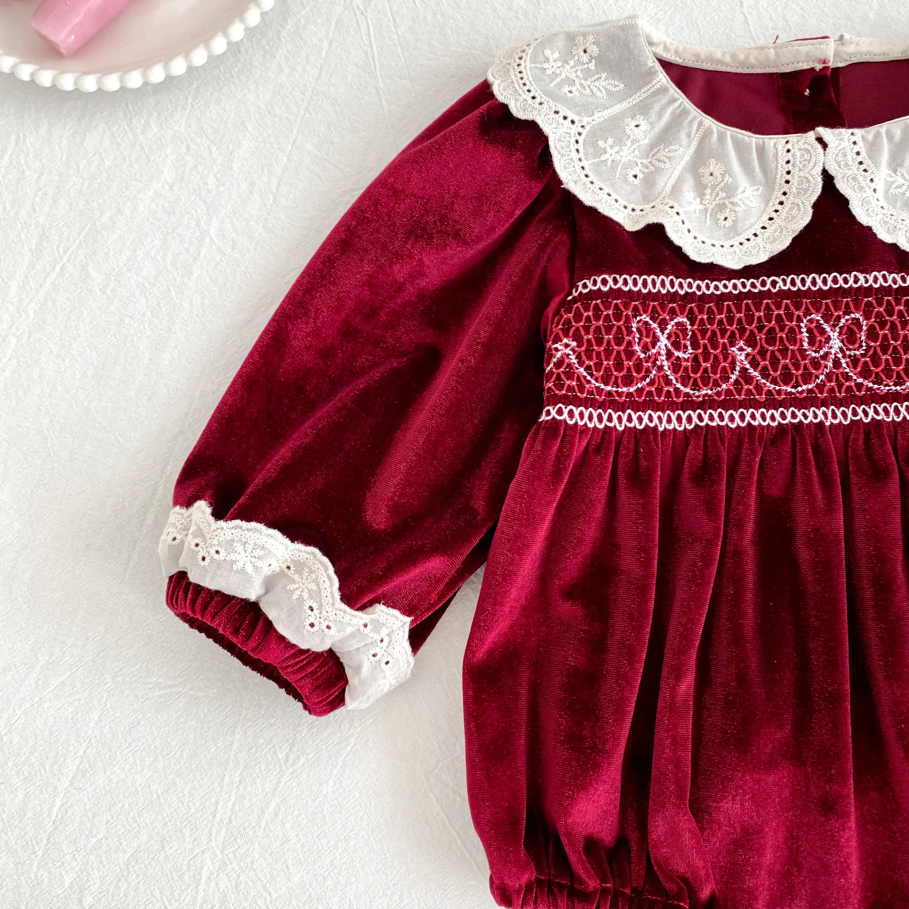 2025 Christmas 0-24M Baby Girls Jumpsuit Casual Bow Embroidered Long Sleeves Newborn Romper Christmas Party Toddler Cute Clothes