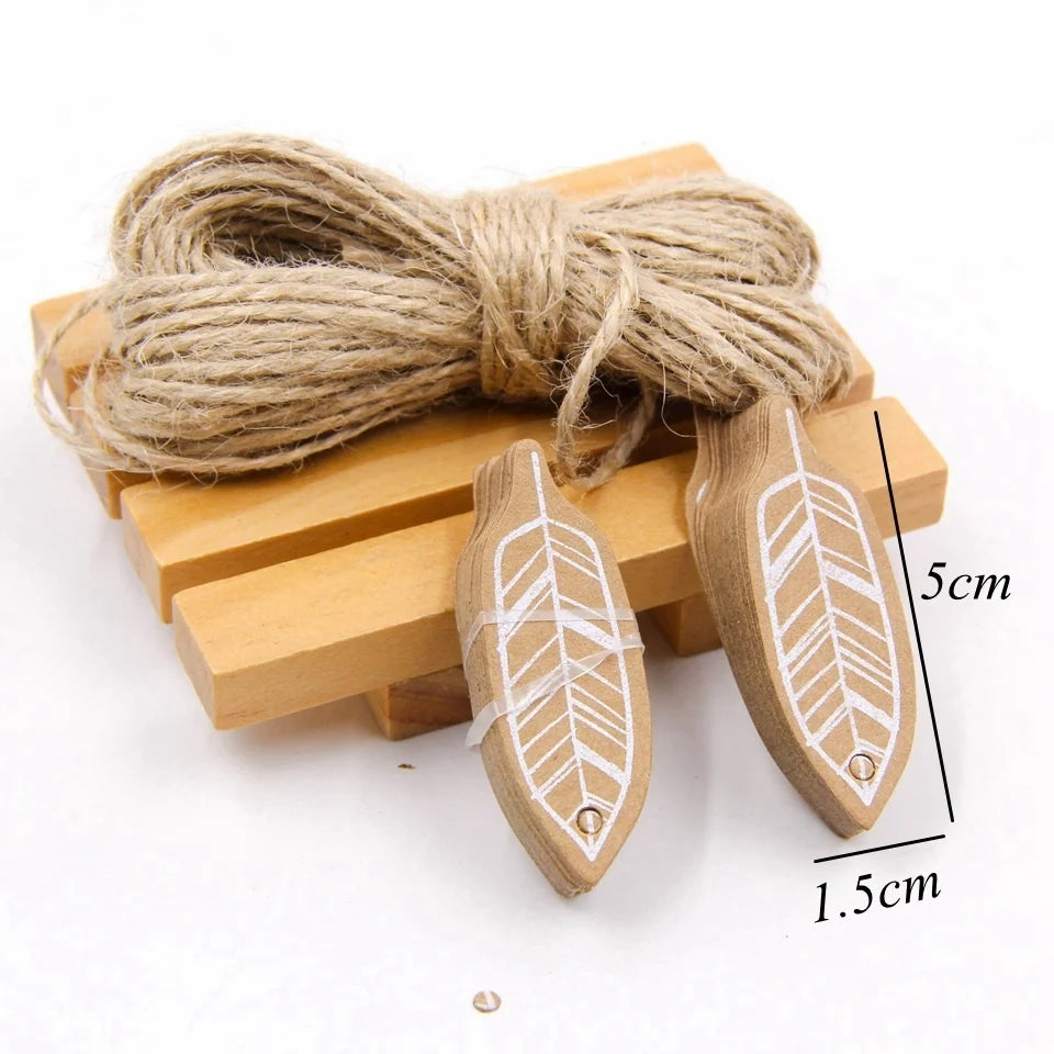 50PCS Christmas Kraft Paper Tags Handmade/Thank You DIY Crafts Hanging Tag With Rope for Christmas Gift Wrapping Supplies Favors