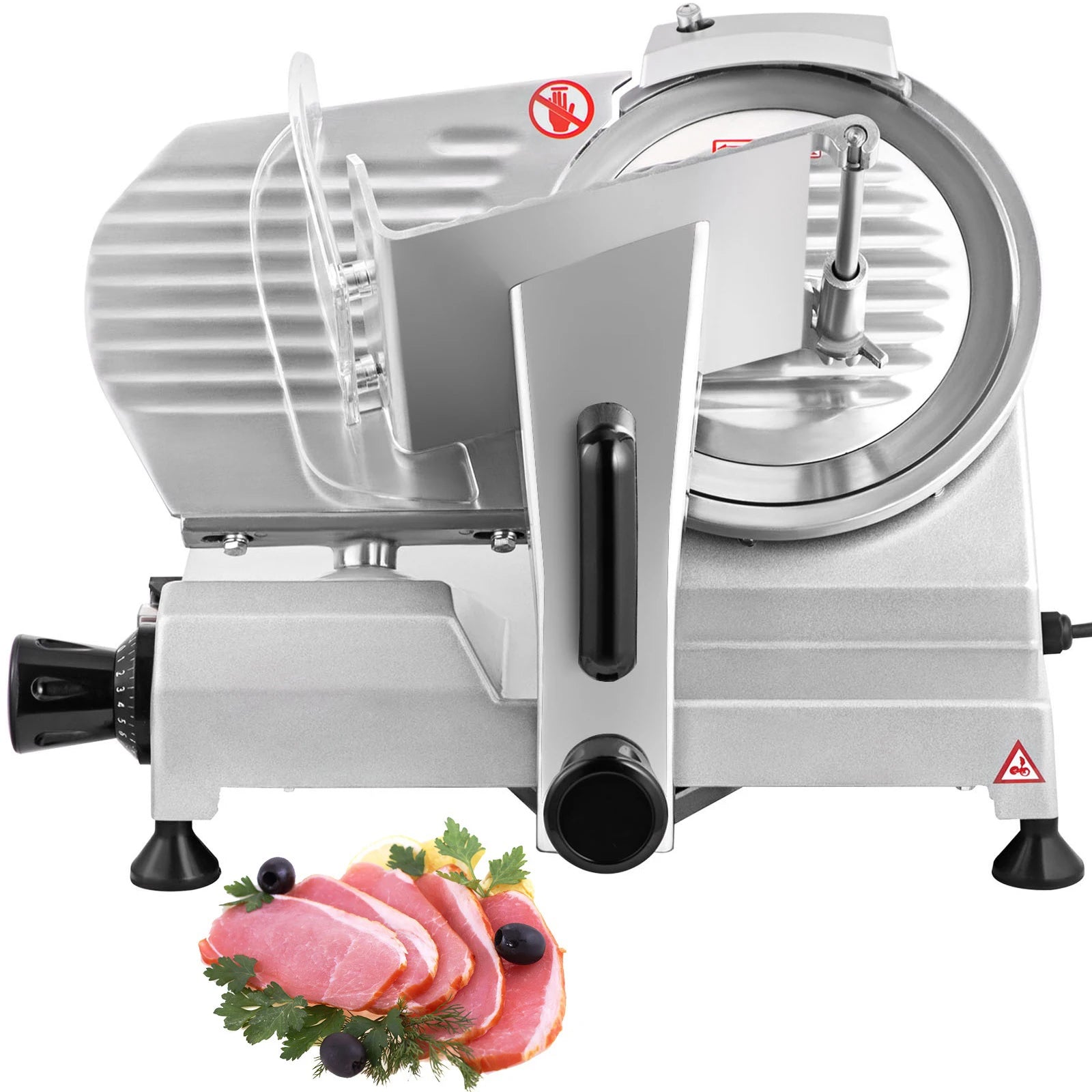 SucceBuy Meat Slicer 8/10inch Carbon Steel Blade Electric Deli Food Slicer Adjustable Thickness Commercial Home Cut Meat Cheese