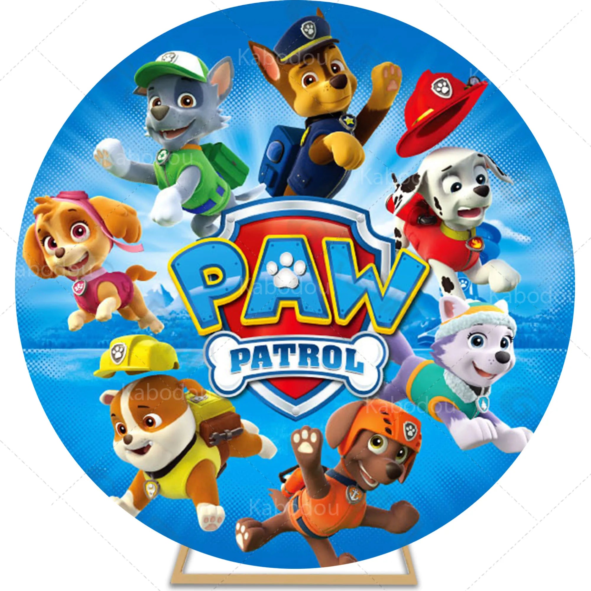 Paw Patrols Round Backdrop Boys for Birthday Party Cartoon Dog Decoration Baby Shower Photography Background Circle Studio Prop