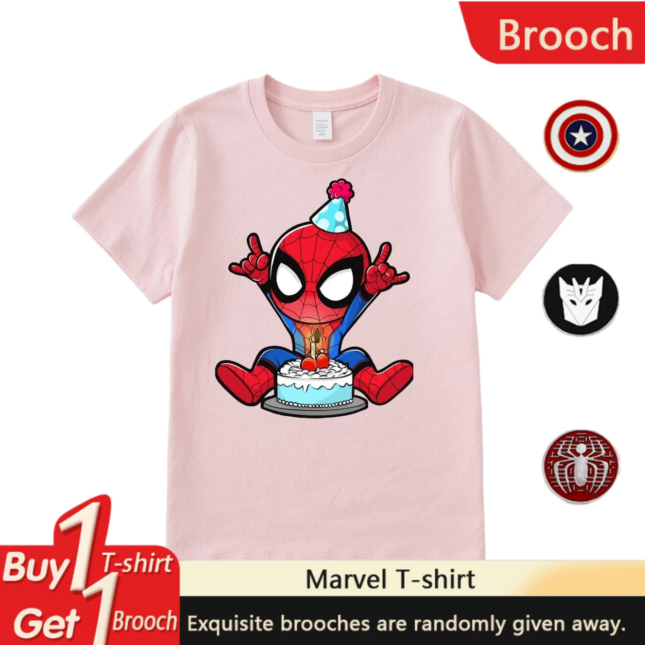 Marvel Printed Cotton TShirt Spider Man Celebrate Birthday Graphic Summer Autumn Family Matching Outfits Parent-child Unisex Tee