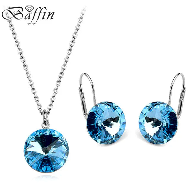 Silver Color Bella Jewelry Sets Crystals from Austria Pendant Necklace Drop Earrings for Women Party Wedding Evening Accessories