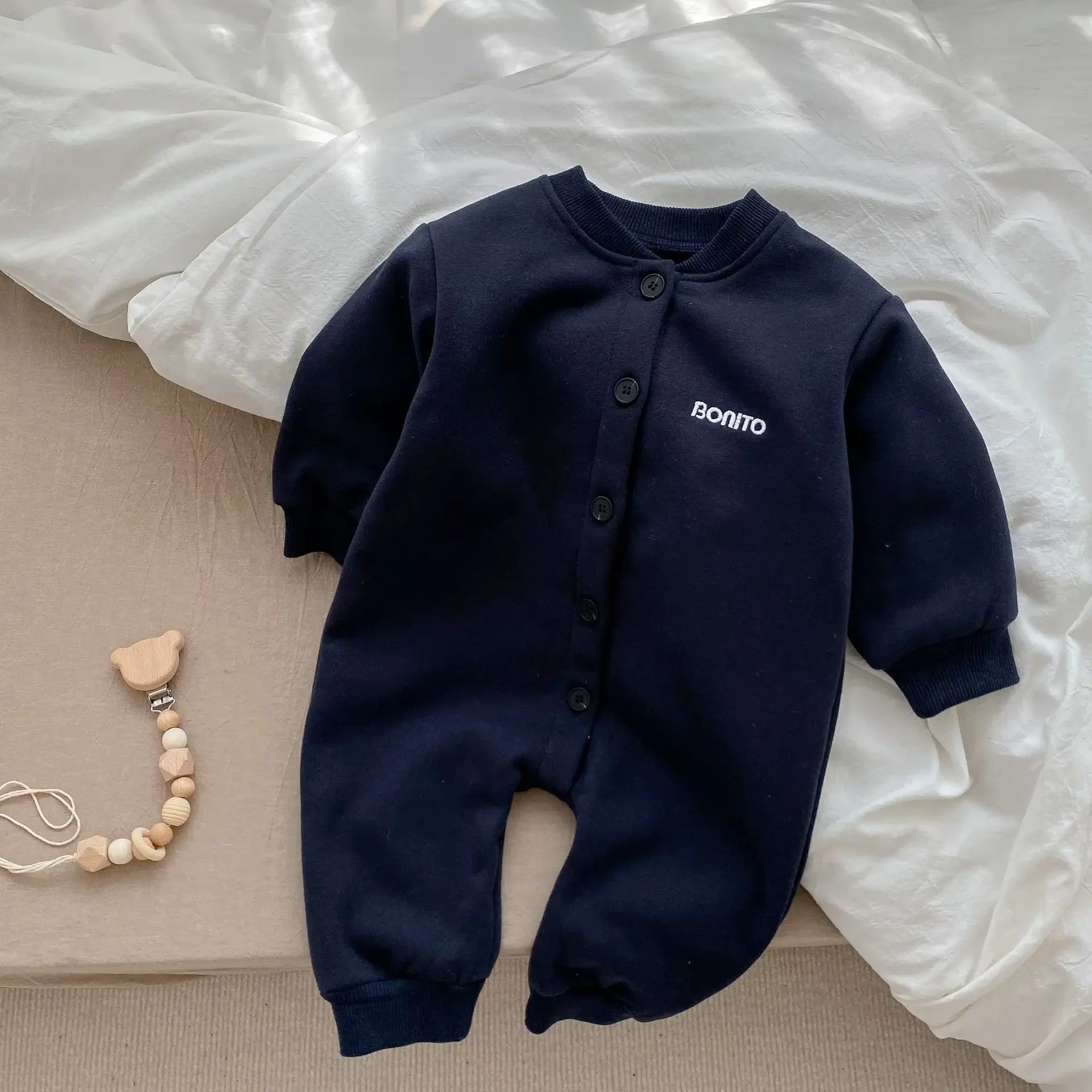 Newborn Clothes Thickened Autumn Winter Baby Solid Color Jumpsuots Newborn Boys Girls Clothes with Plush Baby Long Sleeve Romper