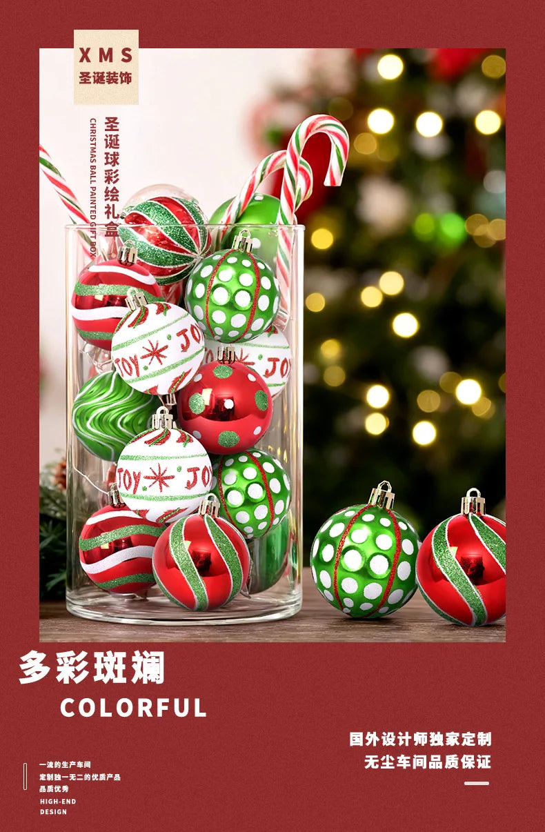 New Hot Christmas Decorations 16-Piece Grinch-Themed Painted Ornament Set Christmas Tree Decorations & Hanging Drop Ornaments