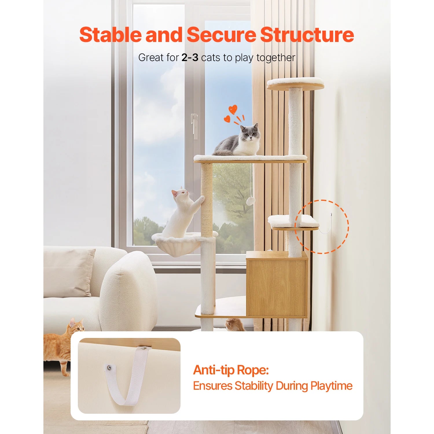 SucceBuy Large Cat Tree 68.9inch Tall Multi-level Cat Condo Furniture Activity Center with Cozy Perches Kitten House for Indoor