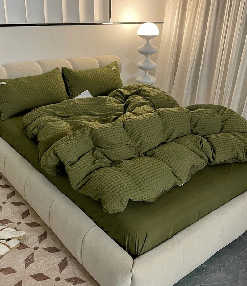 Solid color Duvet Cover set with Pillow Case Bed Sheet Olive Green Quilt Covers Boy Kid Teen Girl Bedding Linens Set King Queen