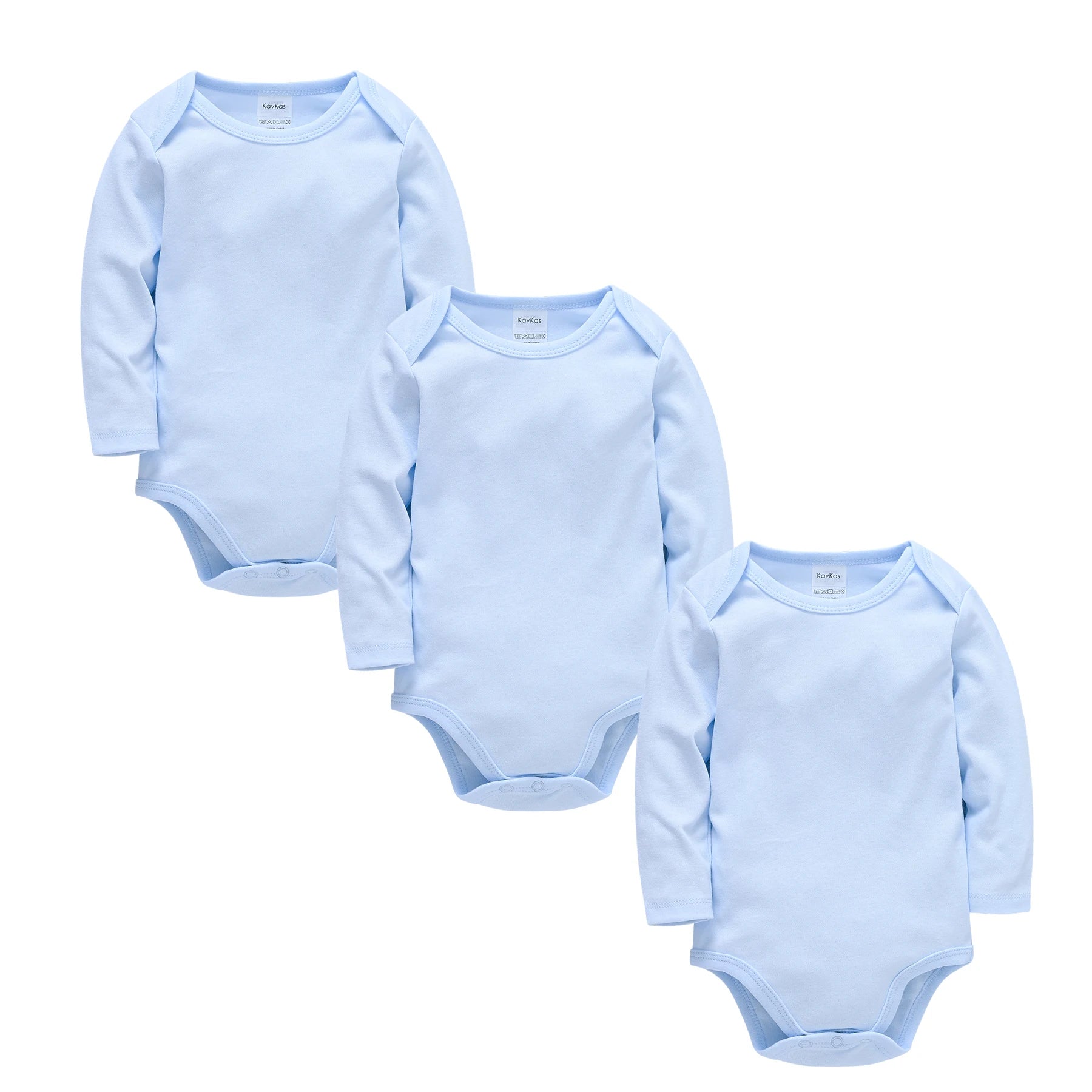 Honeyzone 3PCS Light Blue Unisex Baby Bodysuit Set Long Sleeve Pure Cotton Infant Newborn Clothes Comfortable Soft Baby Jumpsuit