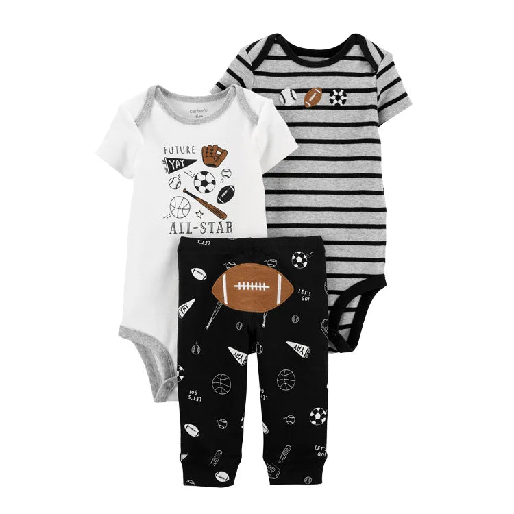 3Pcs Baby Clothes Set Cartoon Bodysuits Pp Pant Fashion Newborn Cotton Jumpsuit Pants Kids Toddler Rompers Clothing 6-24M