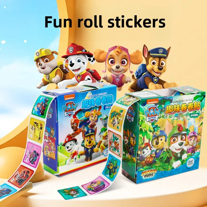 200PCS/Box Paw Patrol Cartoon Anime Stickers Kawaii DIY Stationery Cute Laser Sticker Portable Children's Reward Stickers Gift