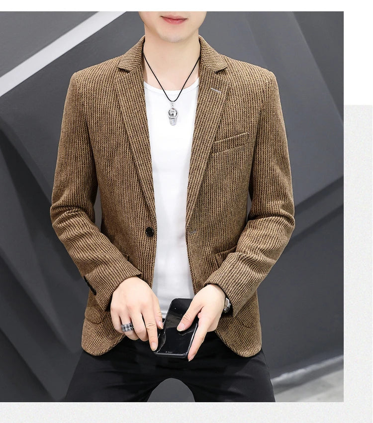 Nouveau Blazer pour homme mode Gentleman slim laine