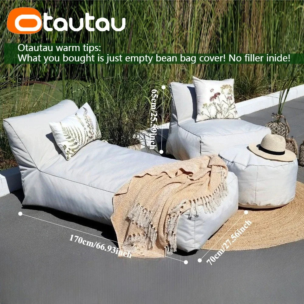 OTAUTAU Outdoor Oxford Bean Bag Lounger Cover Swim Pool Float Sofa Bed Pouf SF508【No Filler!Need To Buy Filler By Yourself !】