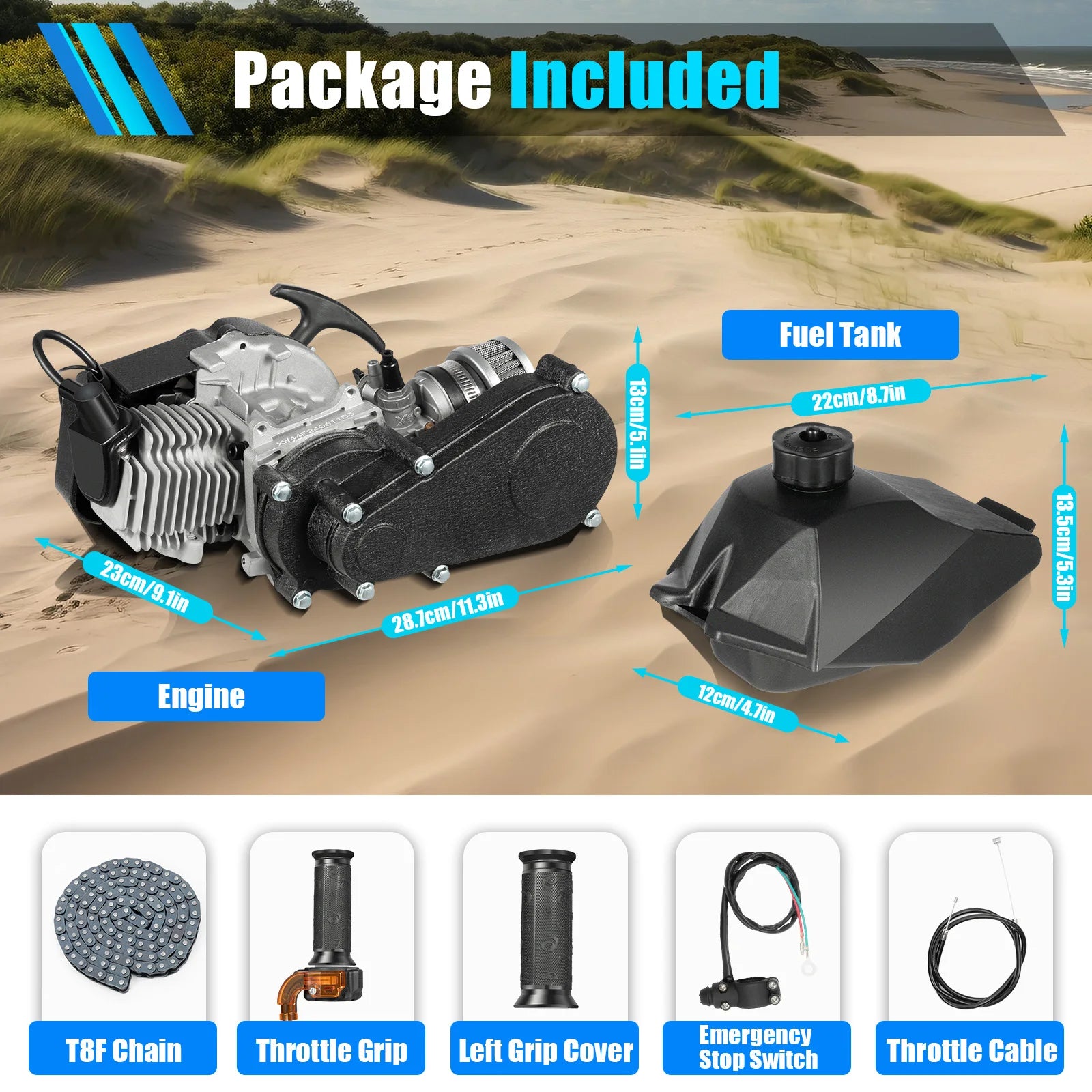 49CC 2 Stroke Engine Motor Kit Pull Start For Pocket Mini Dirt Bike ATV Scooter Air-Cooled