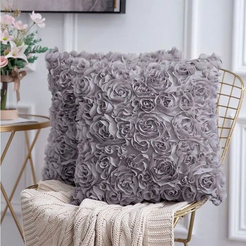 3D Peony Flower Pillowcase Nordic Light Luxury Bedroom Bedside Living Room Car Sofa Cushion Cover Pillow Case Home Decoration