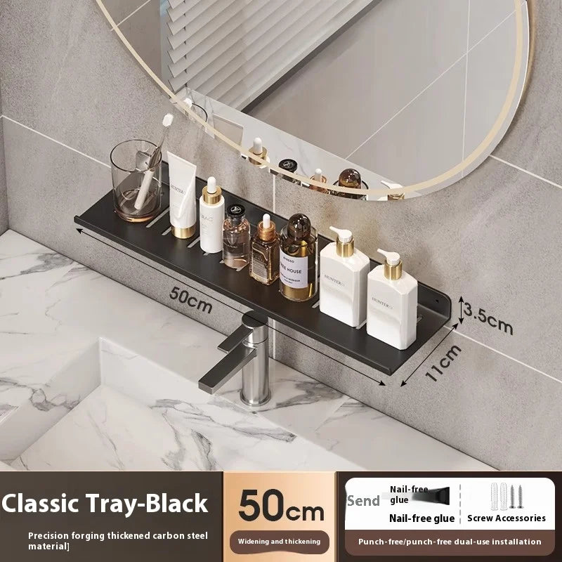 Kitchen and bathroom storage rack, washbasin rack, suction cup mirror, front rack, bathroom sink, faucet, wall mounted