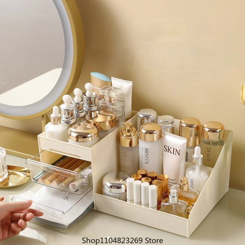 Boite de rangement de bureau, boîte de maquillage de style tiroir transparent