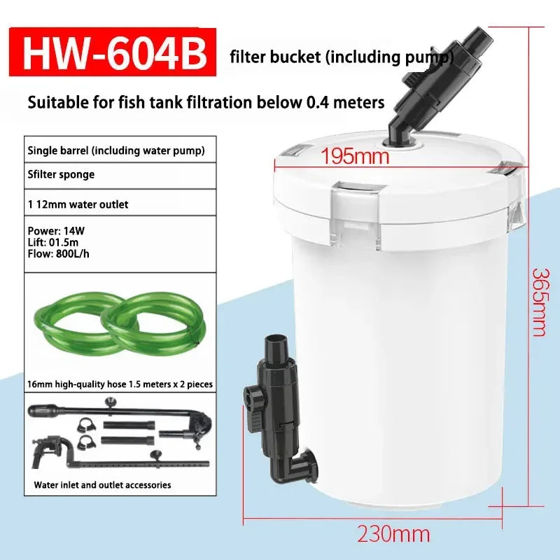 SUNSUN Outside Filter Barrel Silent Filter Barrel Aquarium Filter Pump Fish tank External Filter Fish Tank Accessories HW-602B