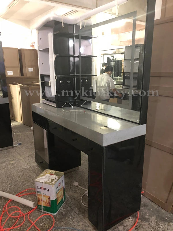 Table de travail de coiffeur avec évier | Station de coupe de cheveux | Établi de salon de coiffure