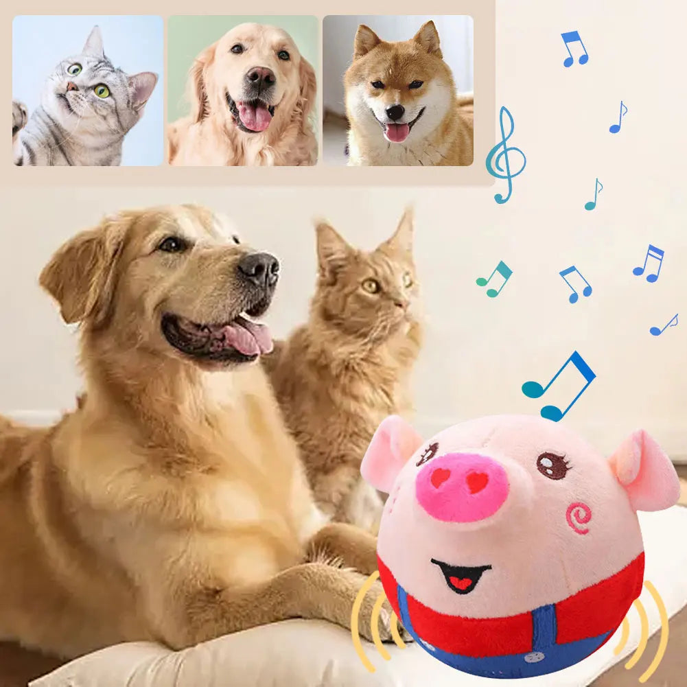 USB Rechargeable Electronic Pet Dog Toy Ball Pet Toy Singing Talking Interactive Ball Dog Plush Bouncing Jump Ball for Gift