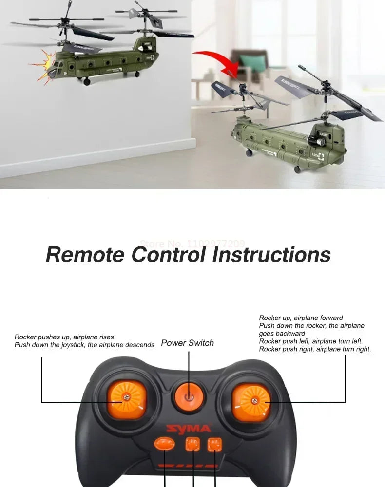 2024 2.4G Hz Syma Remote Control Helicopter S026h Military Transport Rc Armed Aircraft Chinook Model Children Toys Birthday Gift