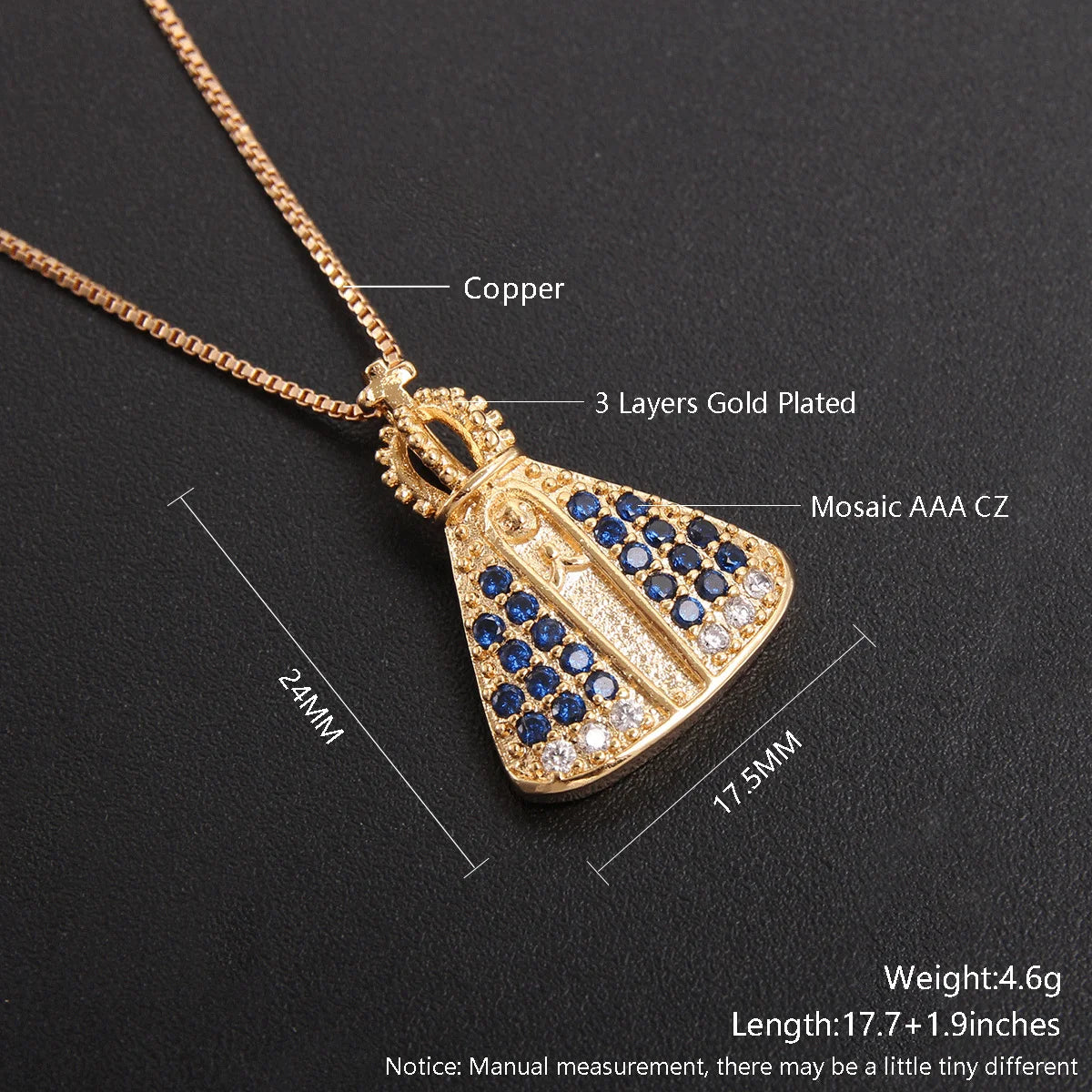 SUNSLL Trendy Geometric Religious Necklace Virgin Mary Zircon Pendant Choker For Women Ladies Party Fashion CZ Jewelry 1PC