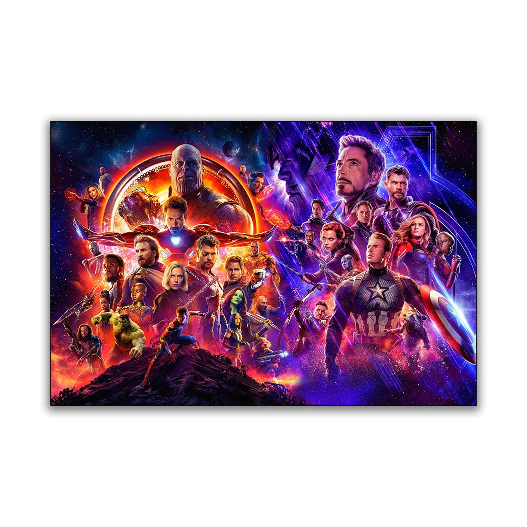 MINISO Marvel Avengers4：Endgame Movie Wall Art Posters All Ages Home Decor Room Marvel Superheroes Group Photo Canvas Painting