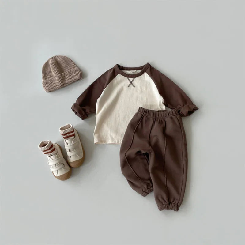 Kid Casual Simple Patchwork Long Sleeves T-shirt Pullover Tops Girl Loose Comfortable Soft Bottoming Shirt cotton tees