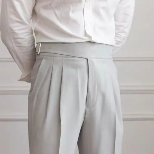 Naples Casual Business Attire Bottoms Men Slim Italian Gurkha Classic Trousers Comfortably Fit Your Curves Adjustable Waist