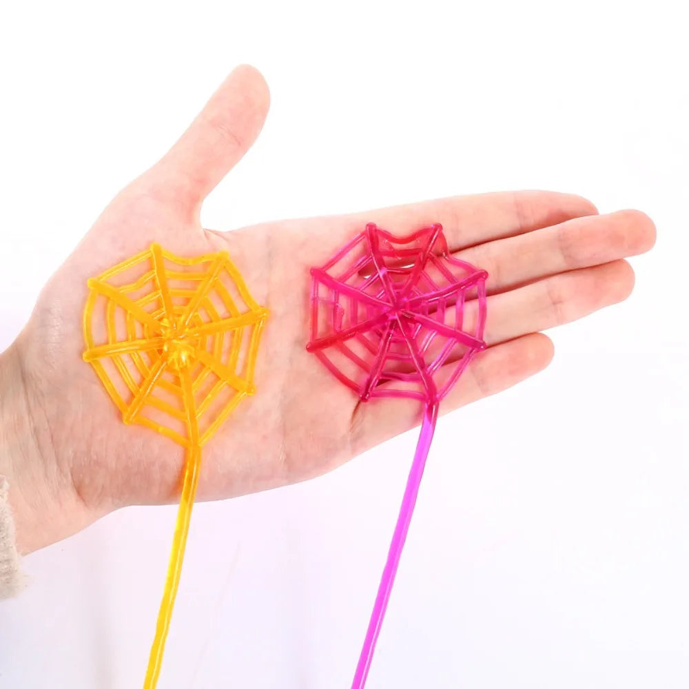 10Pcs Sticky Spider Web Plastic Multicolor Climbing Tricky Gag Toys Favor Elastic Stretchable Elastically Stretchable Spider Web