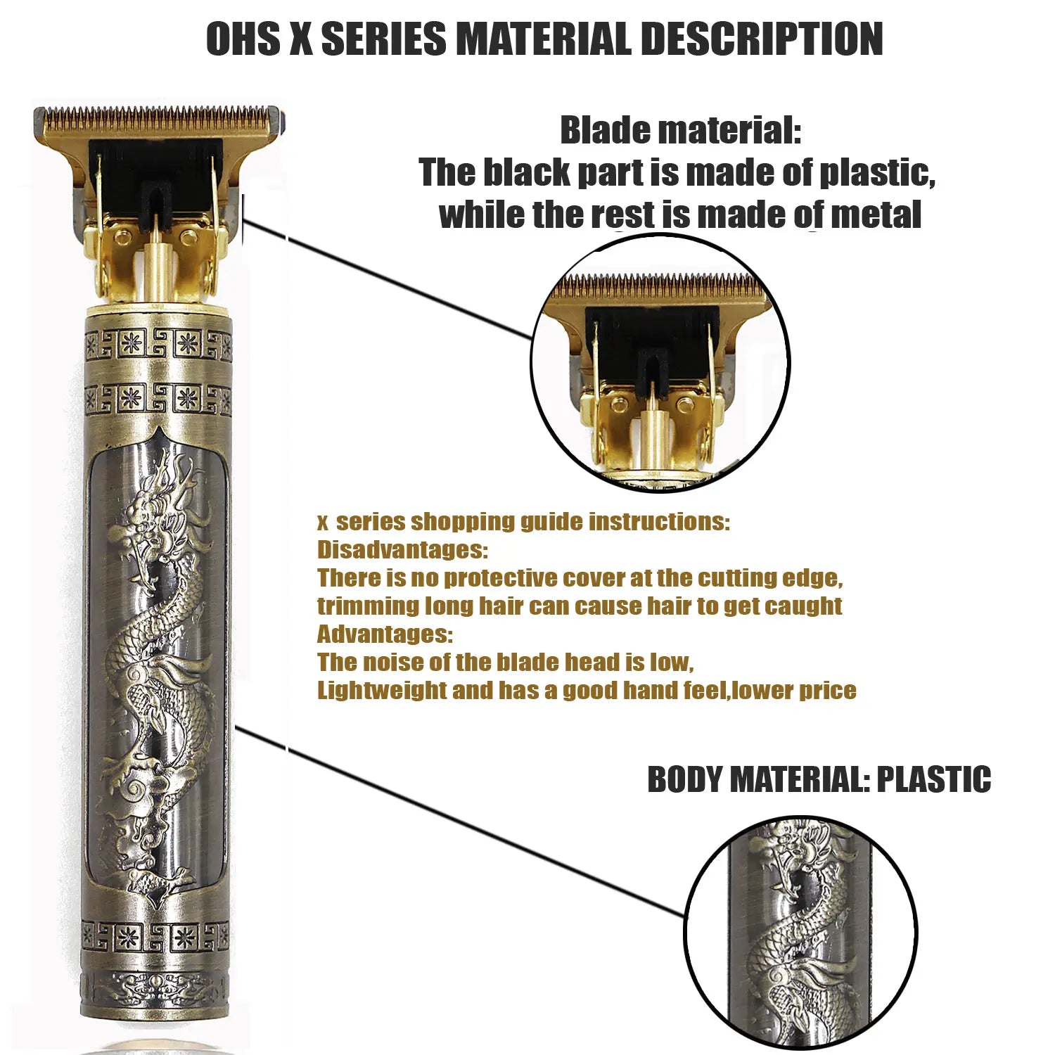 Tondeuse Dragon Vintage T9 professionnelles sans fil pour hommes