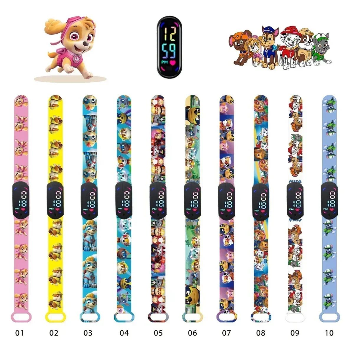 PAW PATROL Pokemon Anime Kawaii Pika Chuka Ibrabra Jingle Cat Pass Digital Waterproof LED boy girl Watch Kids Birthday Gift Toys