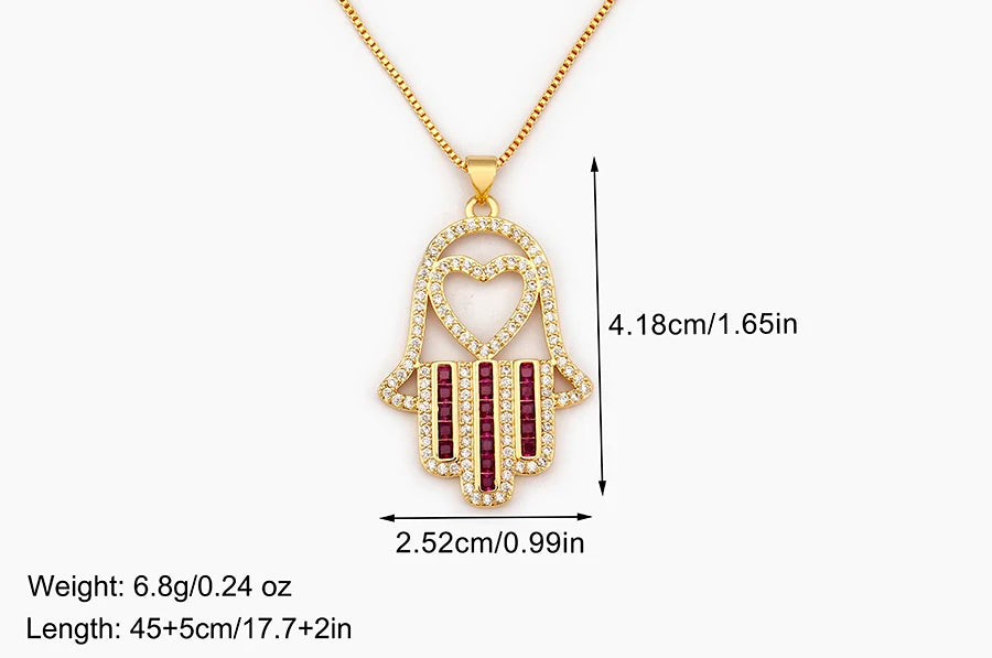 قلادة على شكل قلب/نجمة من الكريستال التركي من AIBEF قلادة على شكل كف يد وحمة من النحاس والزركون مجوهرات للنساء كهدية للبيع بالجملة مع شحن مباشر