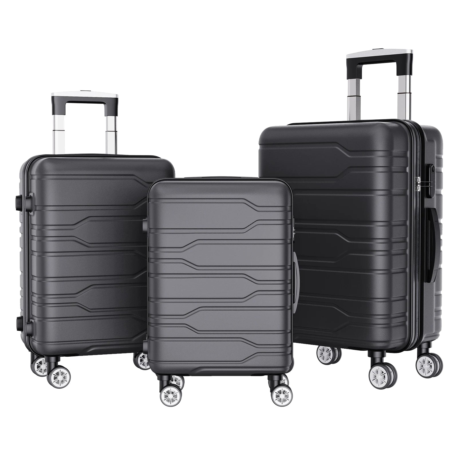 Luggage Set of 3 with Lock, 4 Rolling Spinner Wheels, ABS Lightweight Trolley Travel Suitcase for Hand Luggage Business Trip