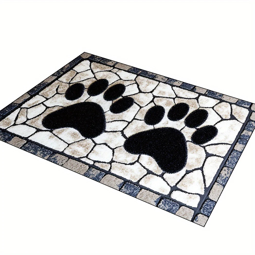 1pc Cute Door Mat Paw Printed Rectangular Door Mat with Silicone Base Sophisticated Bathroom Entry Adding A Touch of Elegance