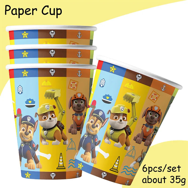 paw patrol rubble theme animals party supplies decorations kids birthday disposable tableware plate tablecloth party theme favor