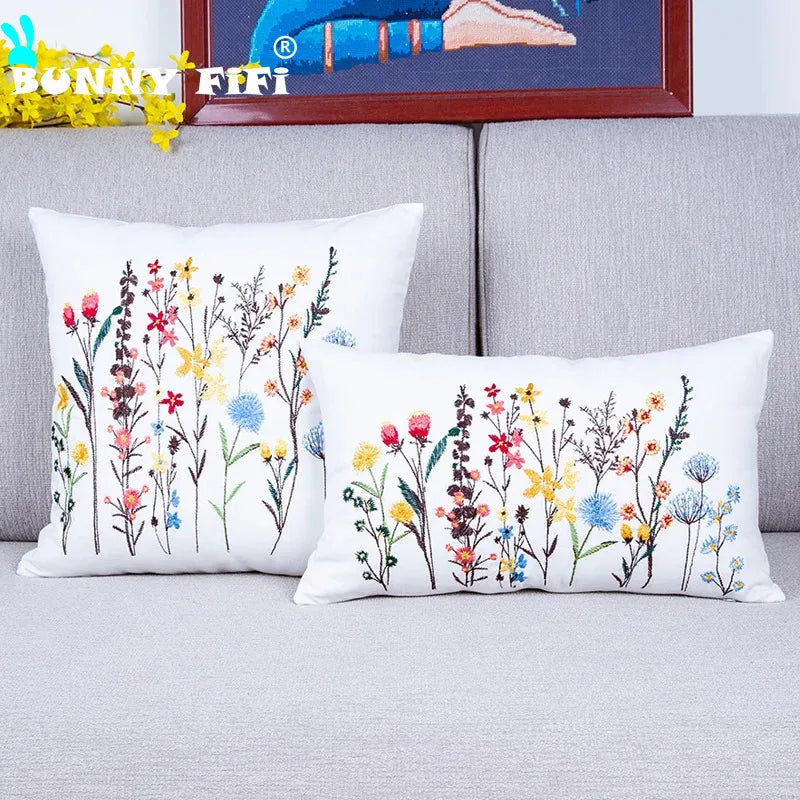 Cotton cushion cover with dandelion design for home decoration, floral design, spring, 30x50cm, 45x45cm