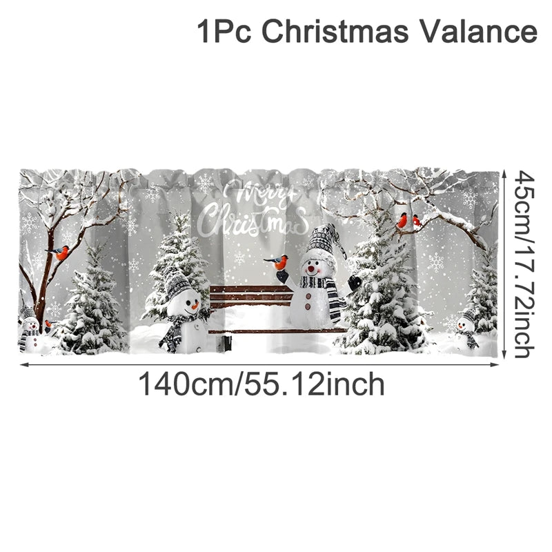 Christmas Short Curtains Valances Windows Treatments for Kitchen Bathroom Christmas Decorations for Home 2025 Xmas Ornaments