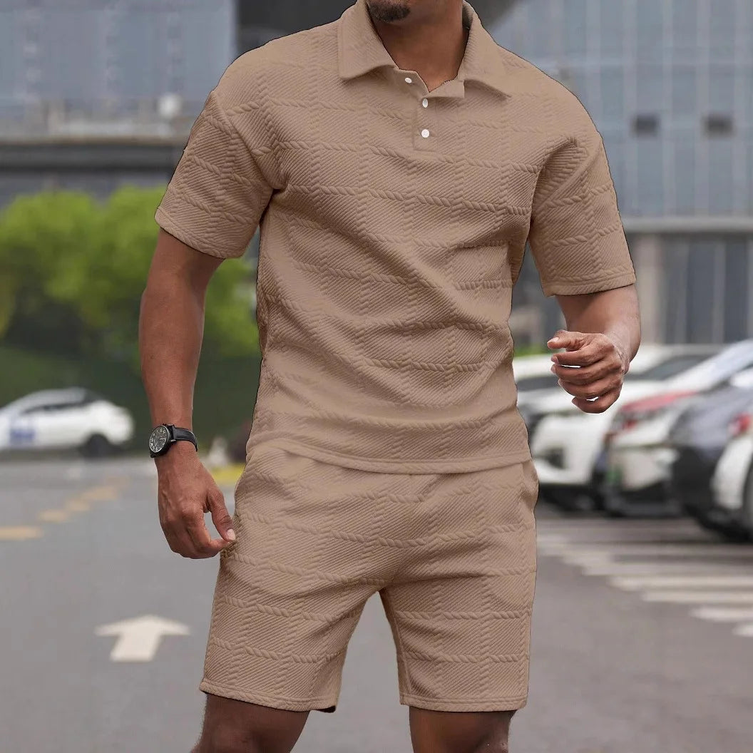 2025 Summer new fashion trend solid color comfortable fashion lightweight casual men's  short-sleeved  suit suit for men