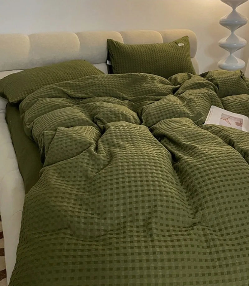 Solid color Duvet Cover set with Pillow Case Bed Sheet Olive Green Quilt Covers Boy Kid Teen Girl Bedding Linens Set King Queen