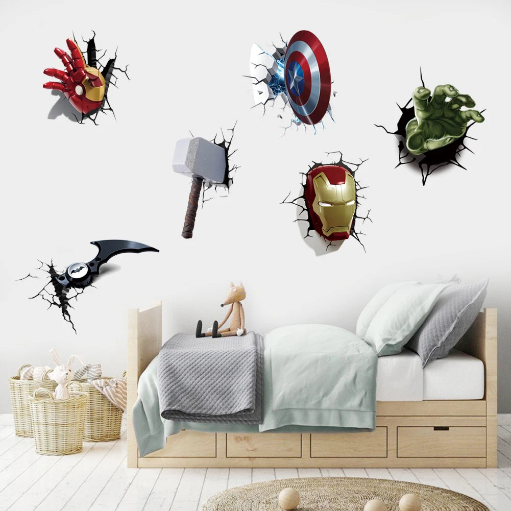 3D superhero spider wallpaper stickers for children's rooms, boys' bedrooms, self-adhesive home wall decorations, vinyl stickers