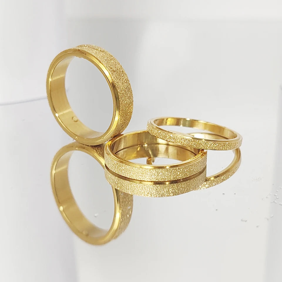 eManco Minimalist Personalized Frosted Stainless steel Women's ring Gold Color/Silver Color 2/3/5MM Wide Gold Girl Jewelry