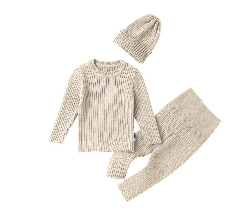 0-3T Newborn Kid Baby Boy Girl Winter Clothes set Sweater Pant suit Warm Thick Knit Top Stretch Knitwear Casual 2pcs Sweater Set