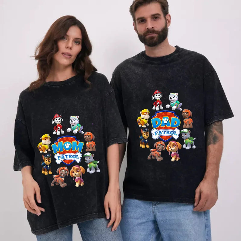 Paw Patrol T Shirts Mom Dad Cotton Tee Summer Short Sleeve Men Women Family Matching Clothes PAPA MAMA Birthday Party Funny Gift