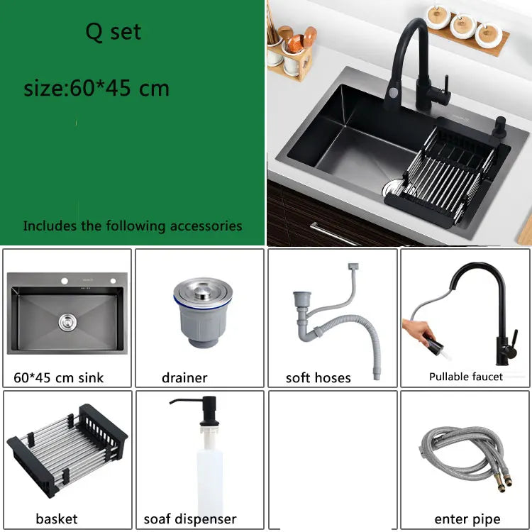 small kitchen sink above counter or udermount vegetable washing basin sink kitchen black stainless steel seamless welding pia