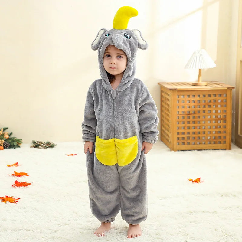 Winter Baby Rompers Baby Pijamas Halloween Ghost Bat Shark Deer Animal Cartoon Hooded Jumpsuits Cosplay Costume Boys Girl Pajama